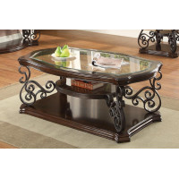 Coaster Furniture 702448 Sir Rawlinson Coffee Table Deep Merlot and Clear